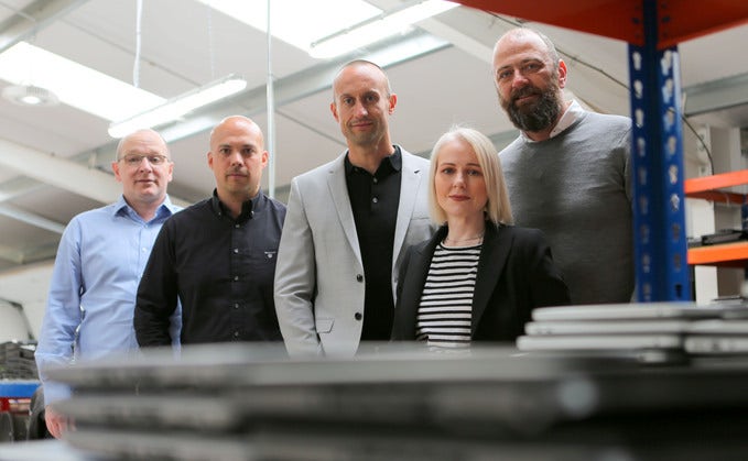 Pictured: COO Giles Ward, Daniel Elson, Leigh Medhurst, CCO Faye Thomas and Philip McMichael